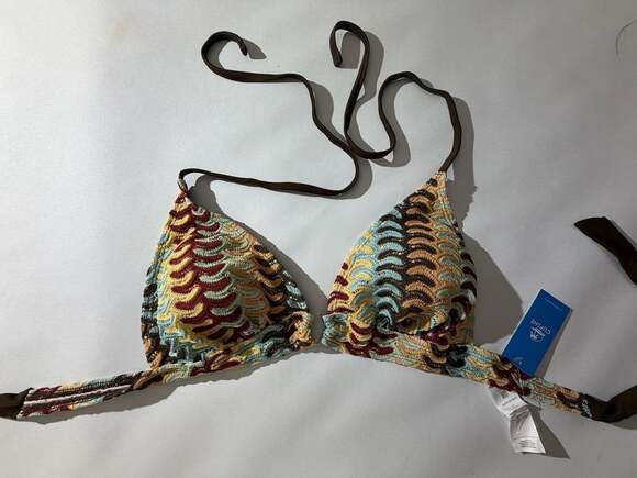CUPSHE Other - Cupshe M Crochet Halter Bikini Top Multicolor Zigzag Knit Boho Chic NWT